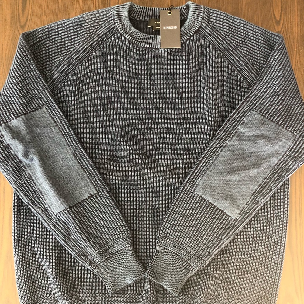 Luxury Stonewashed Blue Cotton Sweater